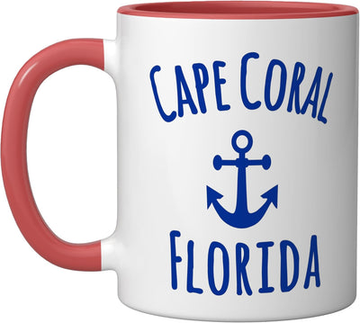 Taza Cerámica Náutica Cape Coral Florida Roja/Blanca