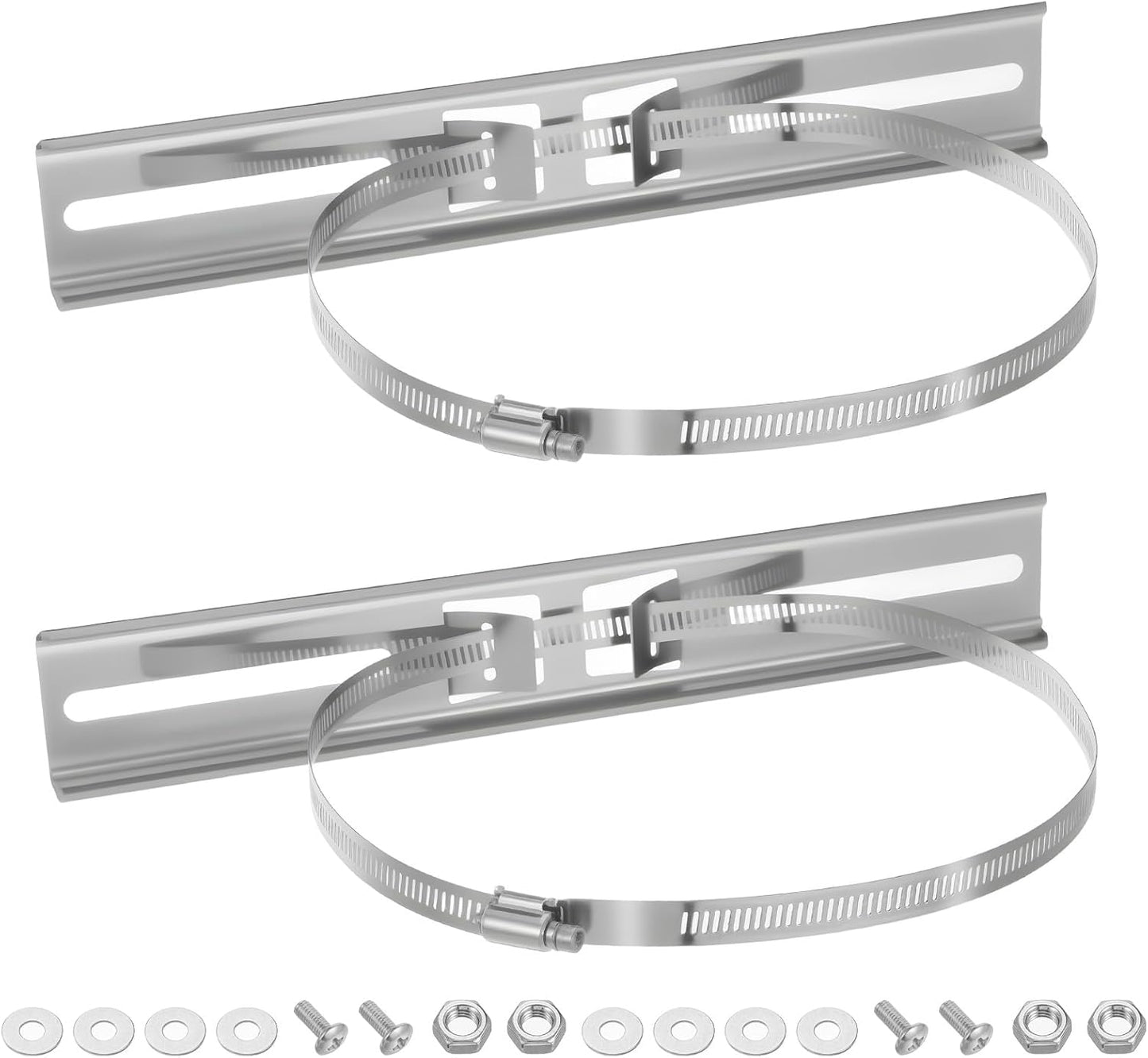 Set 2 Soportes Acero Inox 11.4x1.9pulg Abrazaderas Ajustables