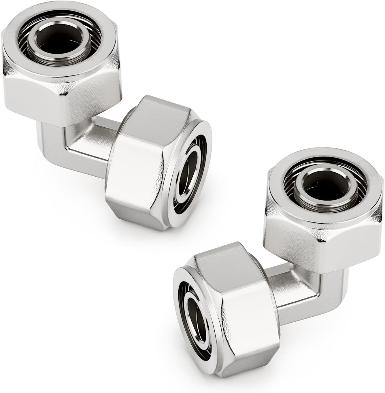 Unión aire comprimido 1/2" codo 90 grados latón niquelado