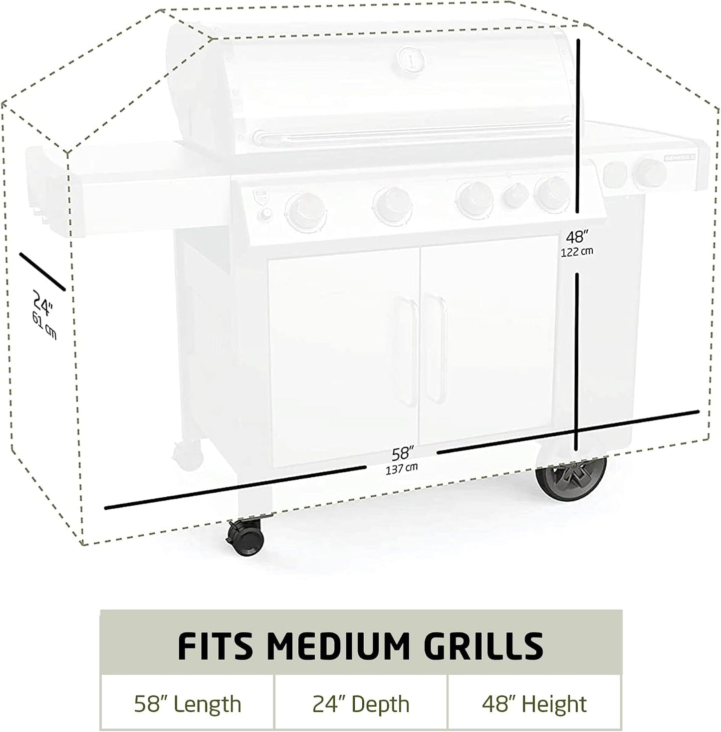 Cubierta parrilla gas 58pulg tela oxford 600D impermeable