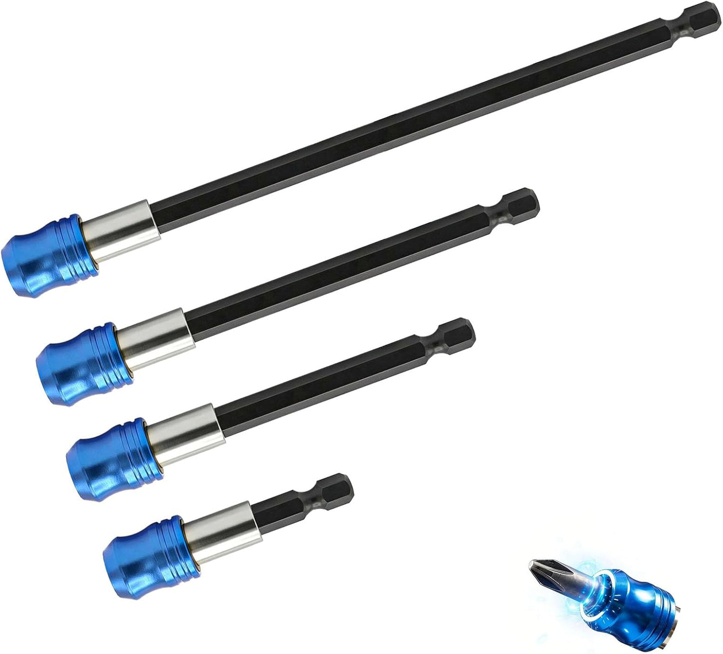 Set 4 extensiones broca soporte magnético acero cromo vanadio