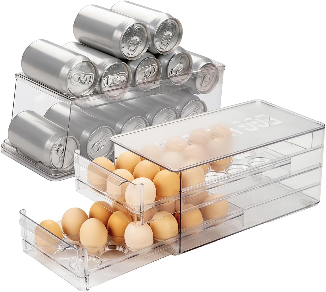 Soporte huevos y organiz. latas refrescos con dispensador