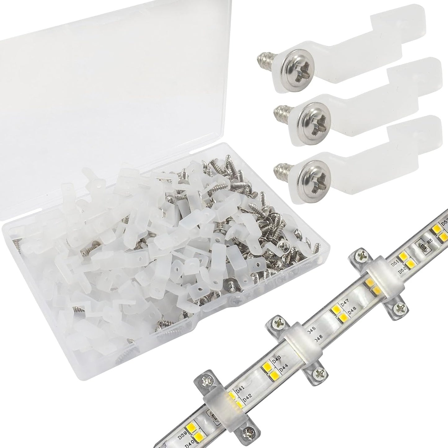Soportes para tiras led ip67/68 con 200 tornillos