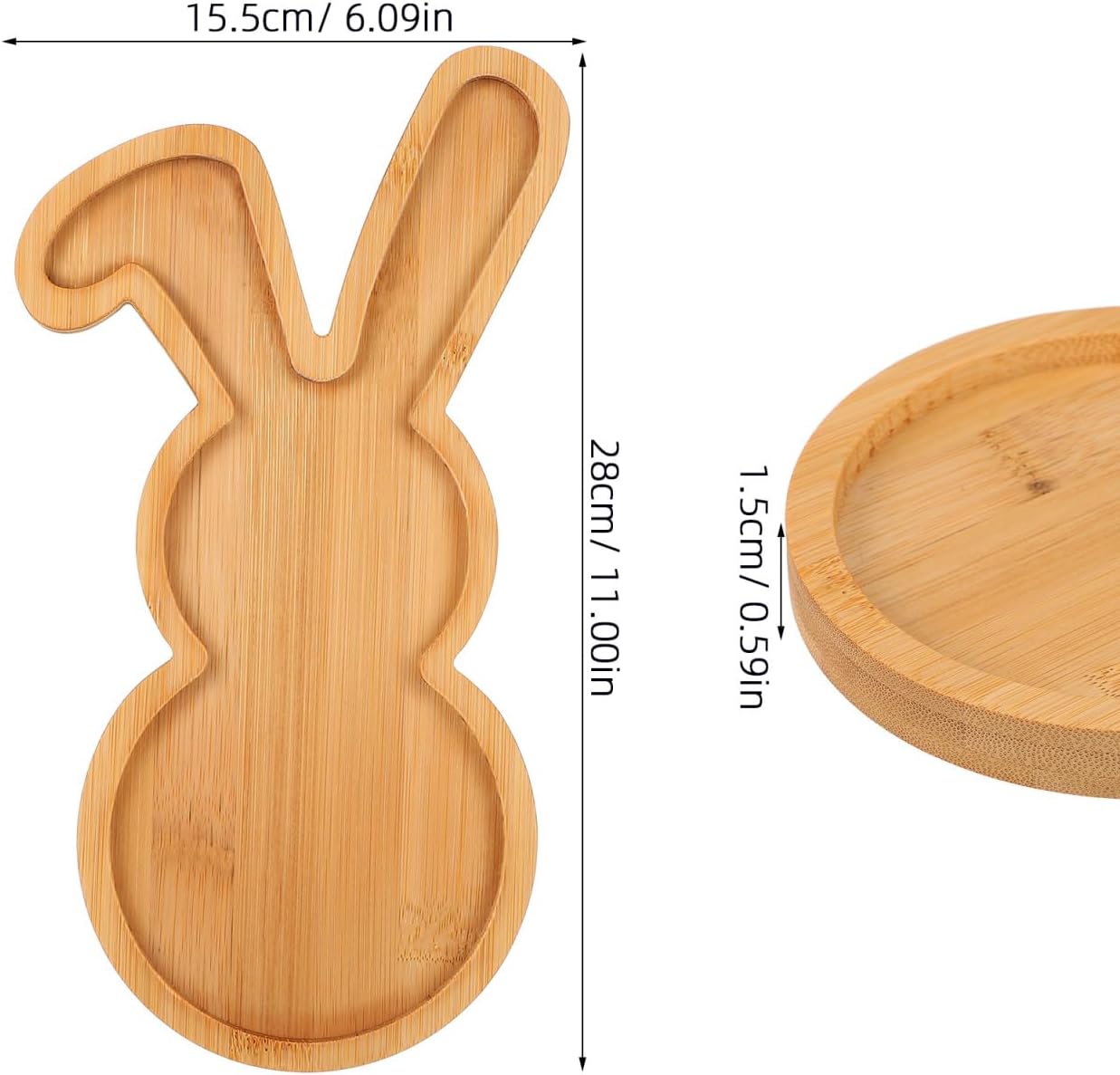 Plato de conejo de Pascua de bambú 11 pulgadas para dulces y frutas