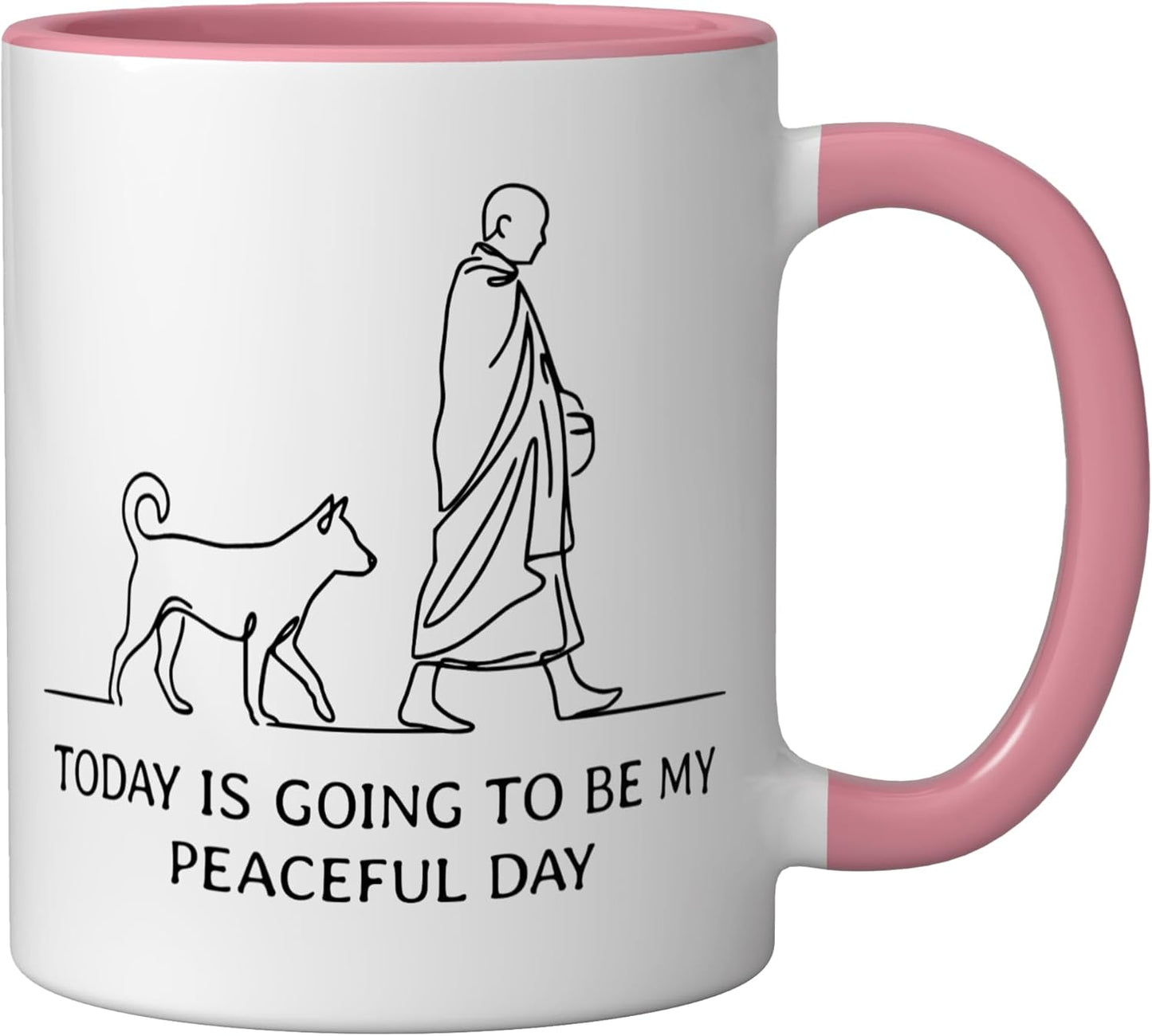 Taza cerámica zen minimalista rosa/blanco para día tranquilo