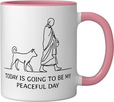 Taza cerámica zen minimalista rosa/blanco para día tranquilo