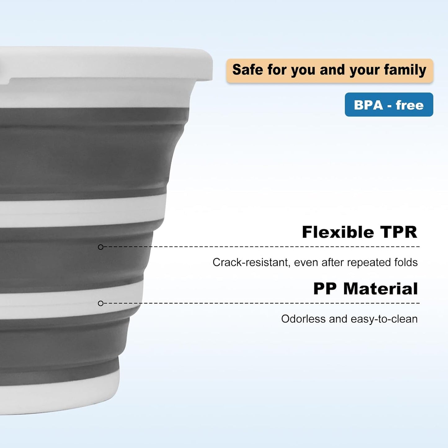Cubo plegable 2.6gal con asa para lavado auto camping sin BPA