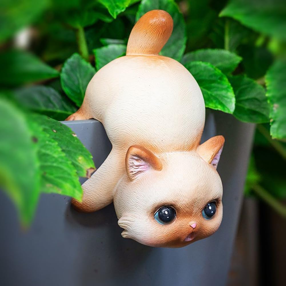 Abrazadores de macetas de gato de resina para jardín