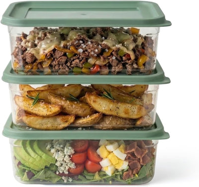 Contenedores rectangulares de almacenamiento de alimentos sin BPA, plástico reutilizable, 3.2 tazas