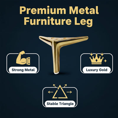 Set 4 Patas Metal Sofá 6pulg Dorado Resistente