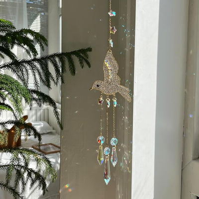 Atrapasoles de cristal para ventana decoración colibrí