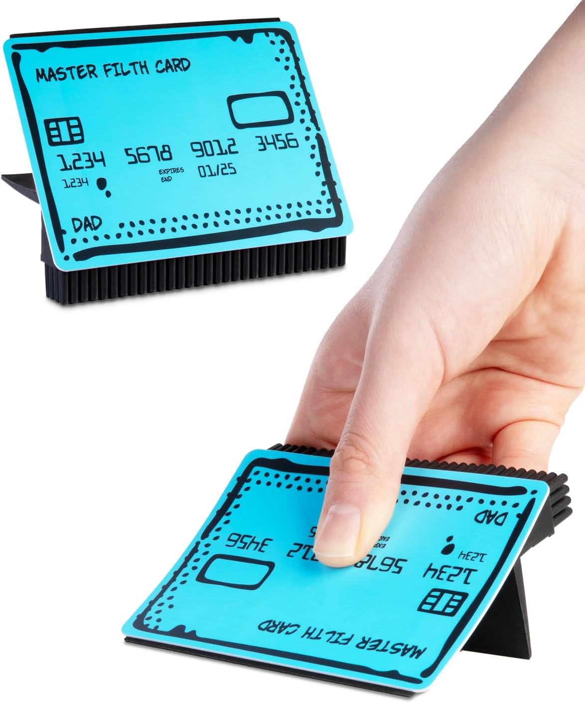 Escobilla fregadero tarjetas crédito azul