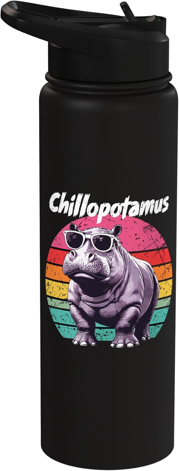 Botella de agua acero inoxidable hippo diseño retro
