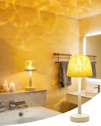 Lámpara ducha impermeable recargable proyector ondas oceánicas RGB