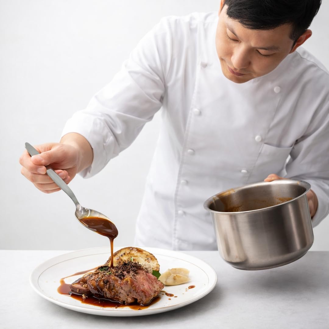 Cuchara de chef gris acero inoxidable 9 pulgadas con cuenco pulido y mango mate
