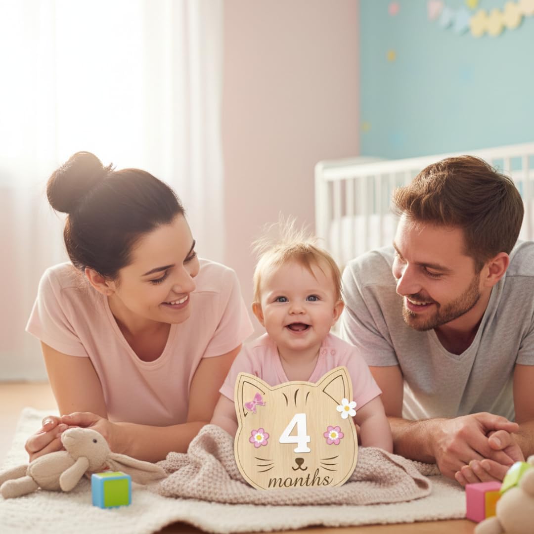 Letreros madera hitos bebé 1-12 meses con números