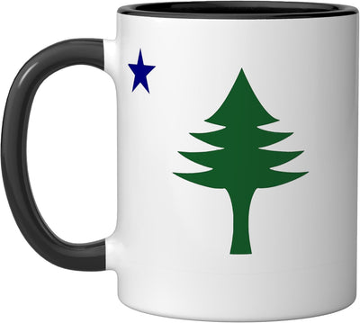 Taza cerámica bandera estado Maine 1901 pino estrella negra/blanca