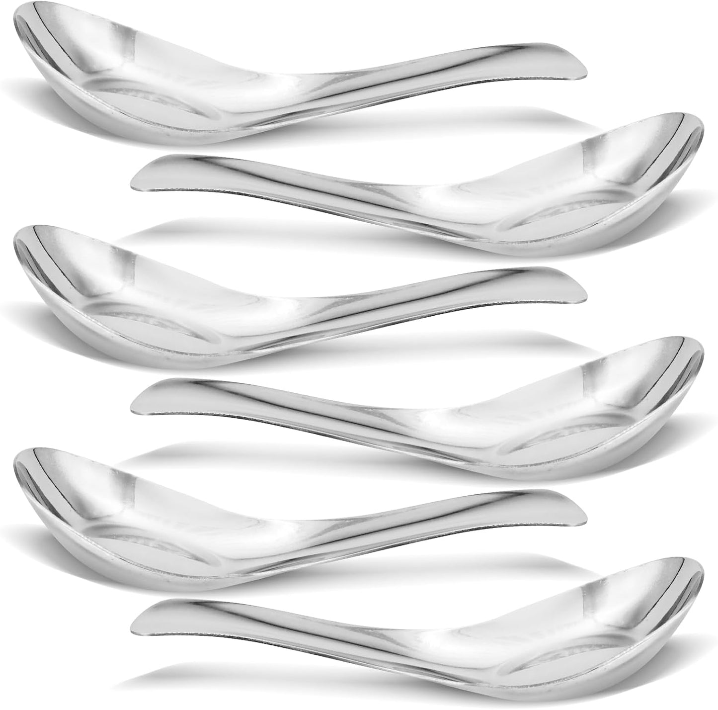 6 Cucharas Acero Inox China Pulida para Caldo Postre