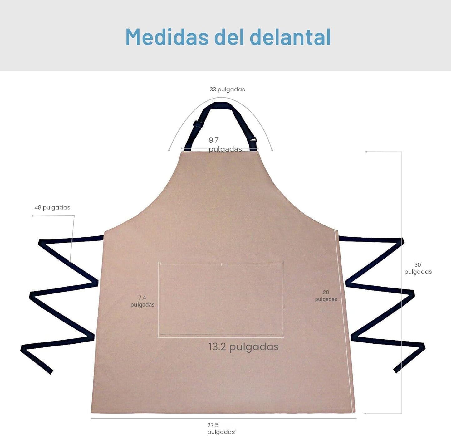 Delantal Chef 2 Pzas Impermeable con Bolsillos Correa Ajustable