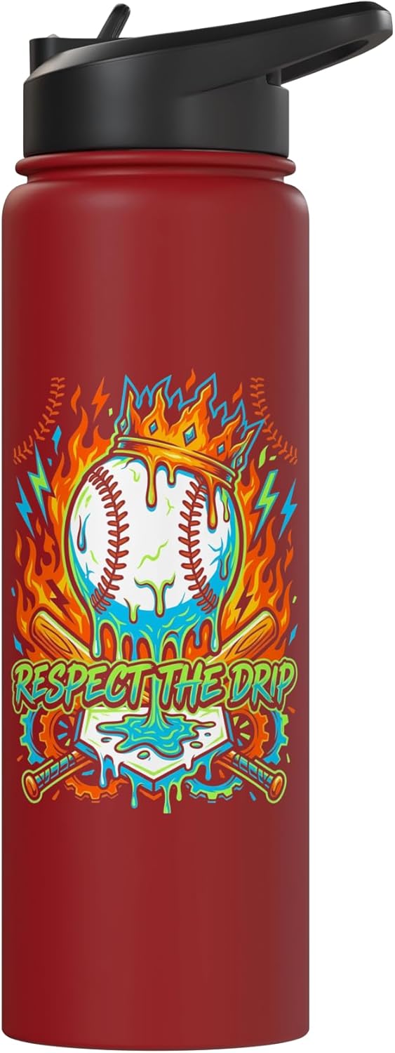 Botella térmica acero inox para niños con diseño de béisbol