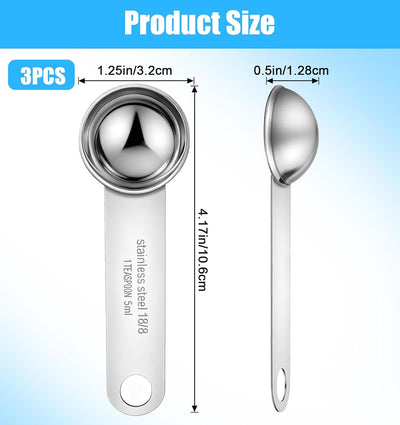 3 cucharaditas medidoras de acero inoxidable sin BPA para hornear café té y cocina