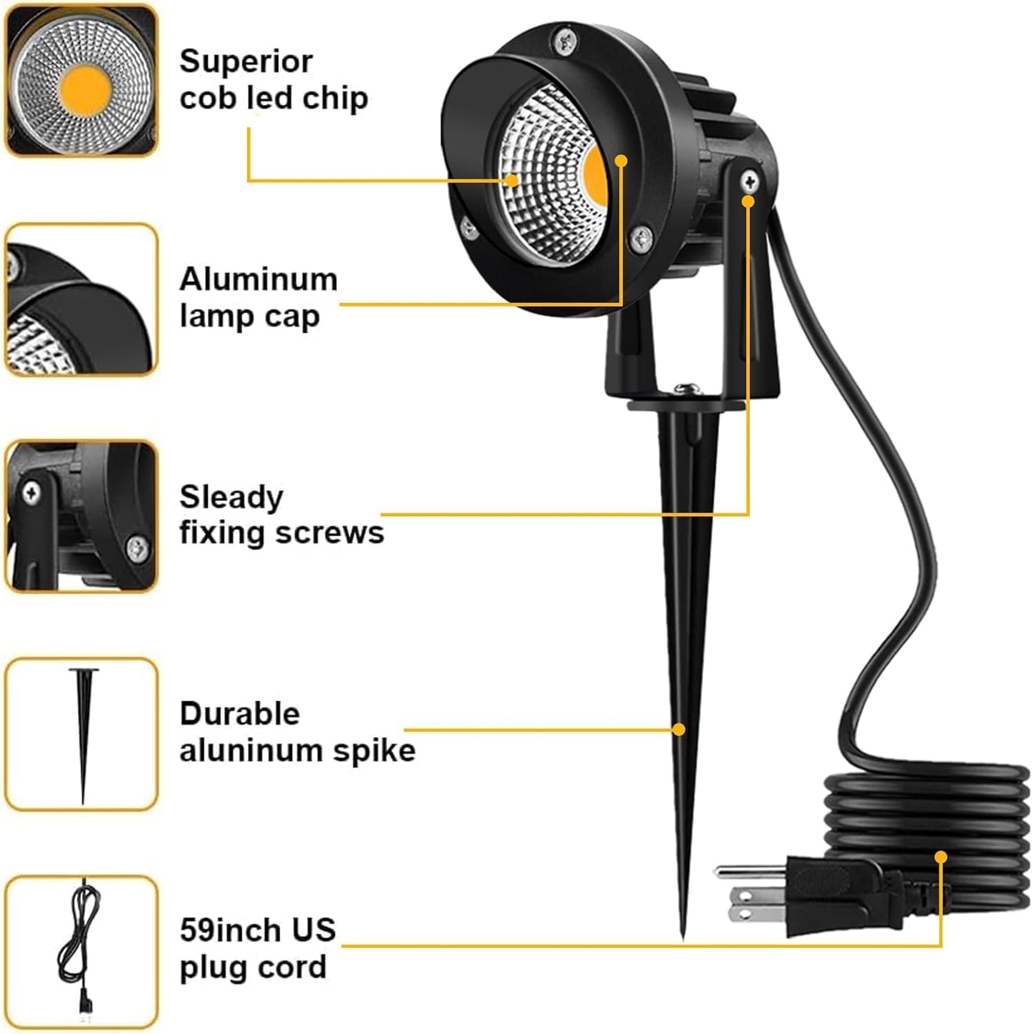 Focos LED 120V patio luz blanca cálida 3000K impermeable