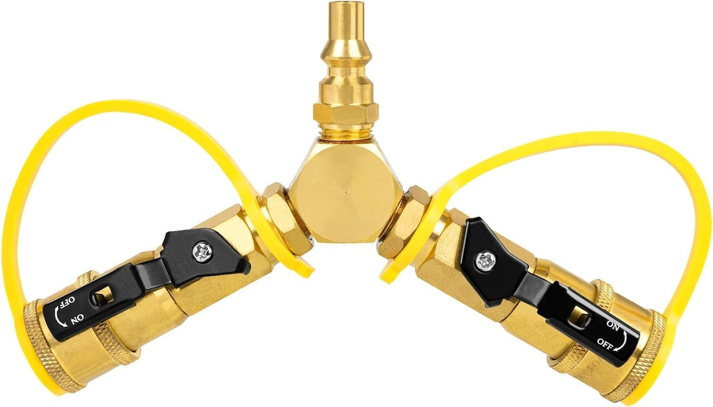 Adaptador divisor Y propano 1/4pulg válvula RV