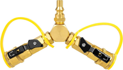 Adaptador divisor Y propano 1/4pulg válvula RV
