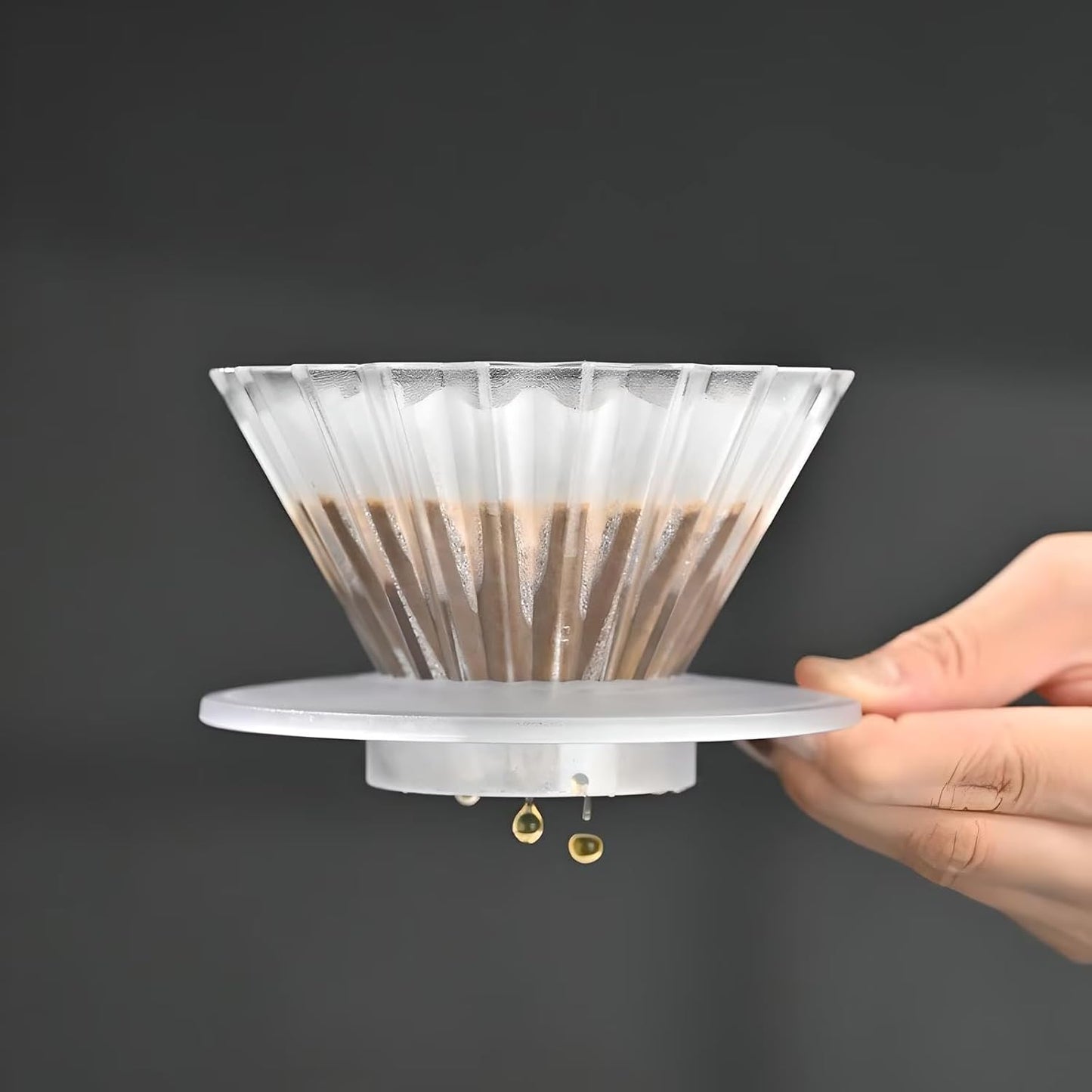 Gotero de café Origami con base estilo japonés transparente