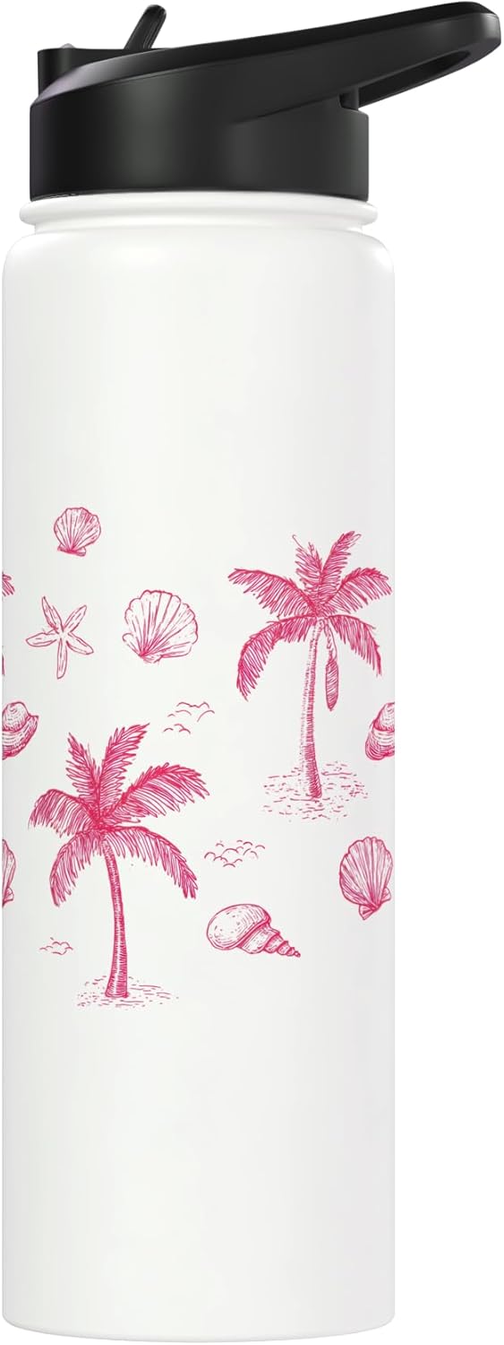 Botella de agua acero inoxidable insulada estilo verano tropical