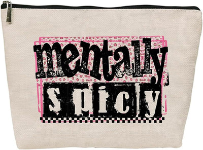 Bolsa maquillaje estampado leopardo y cuadros 10x7 pulg