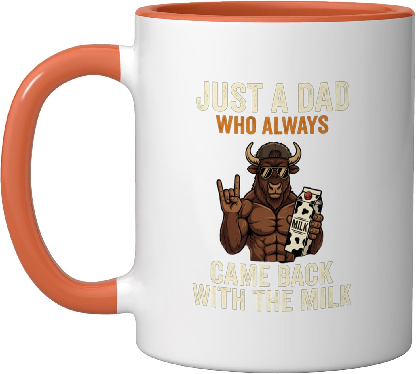 Taza Cerámica Papa Bison con Leche Naranja/Blanco