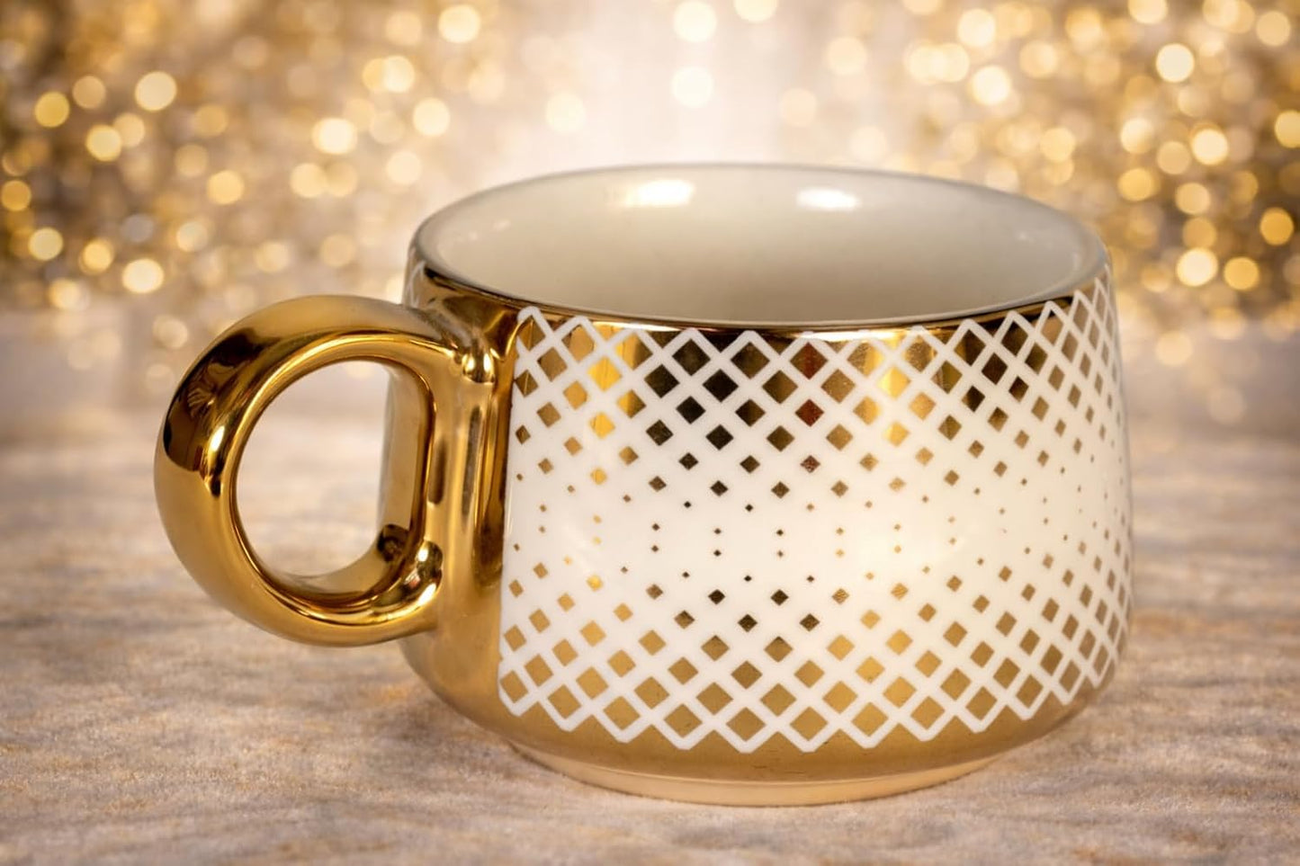 Juego Té Cerámica 6 Pzas con Cazoleta Dorado