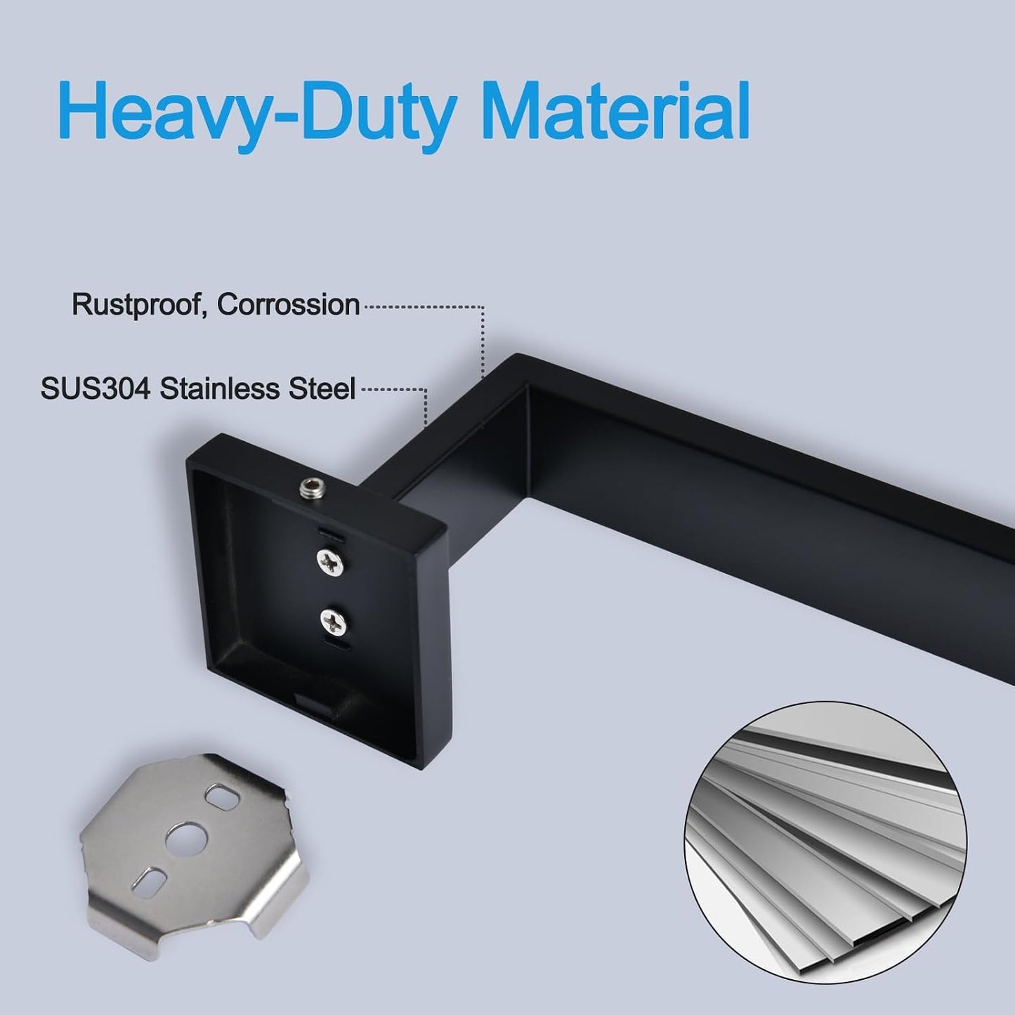 Toallero baño 28pulg acero inox colgador ducha negro mate