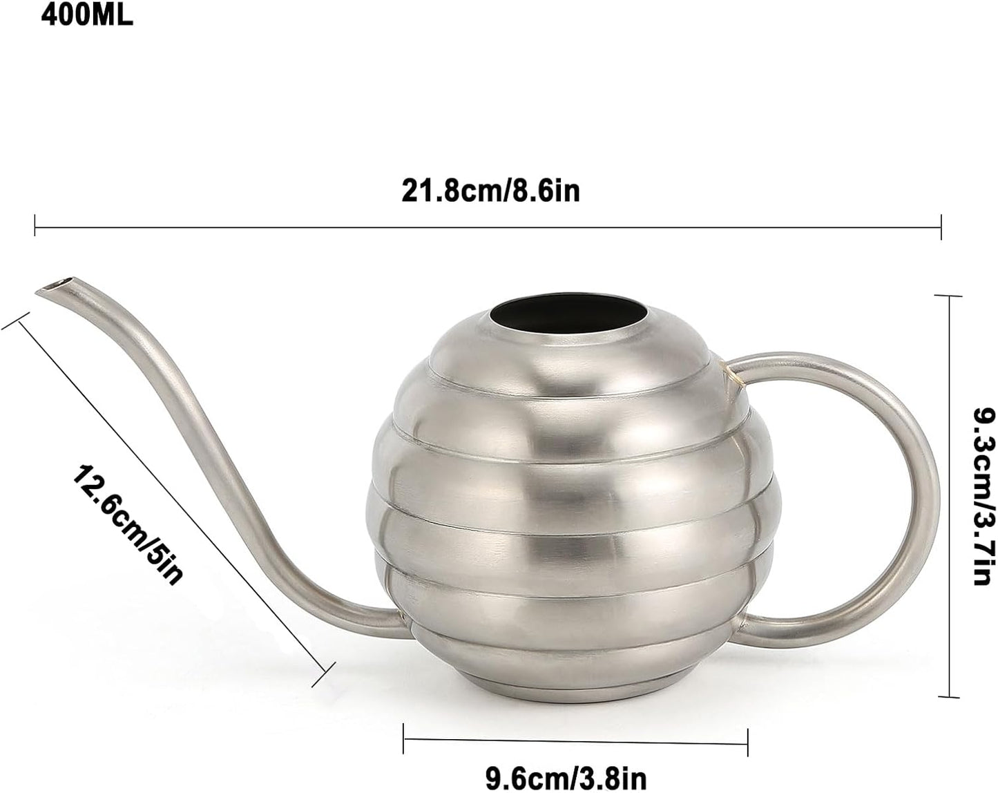 Botella riego estilo retro 13.5oz color plateado
