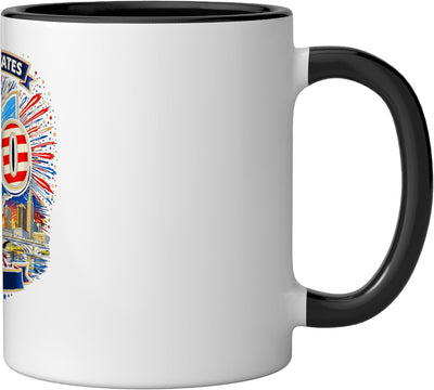Taza Cerámica 4 de Julio Ohio Estados Unidos Negro/Blanco