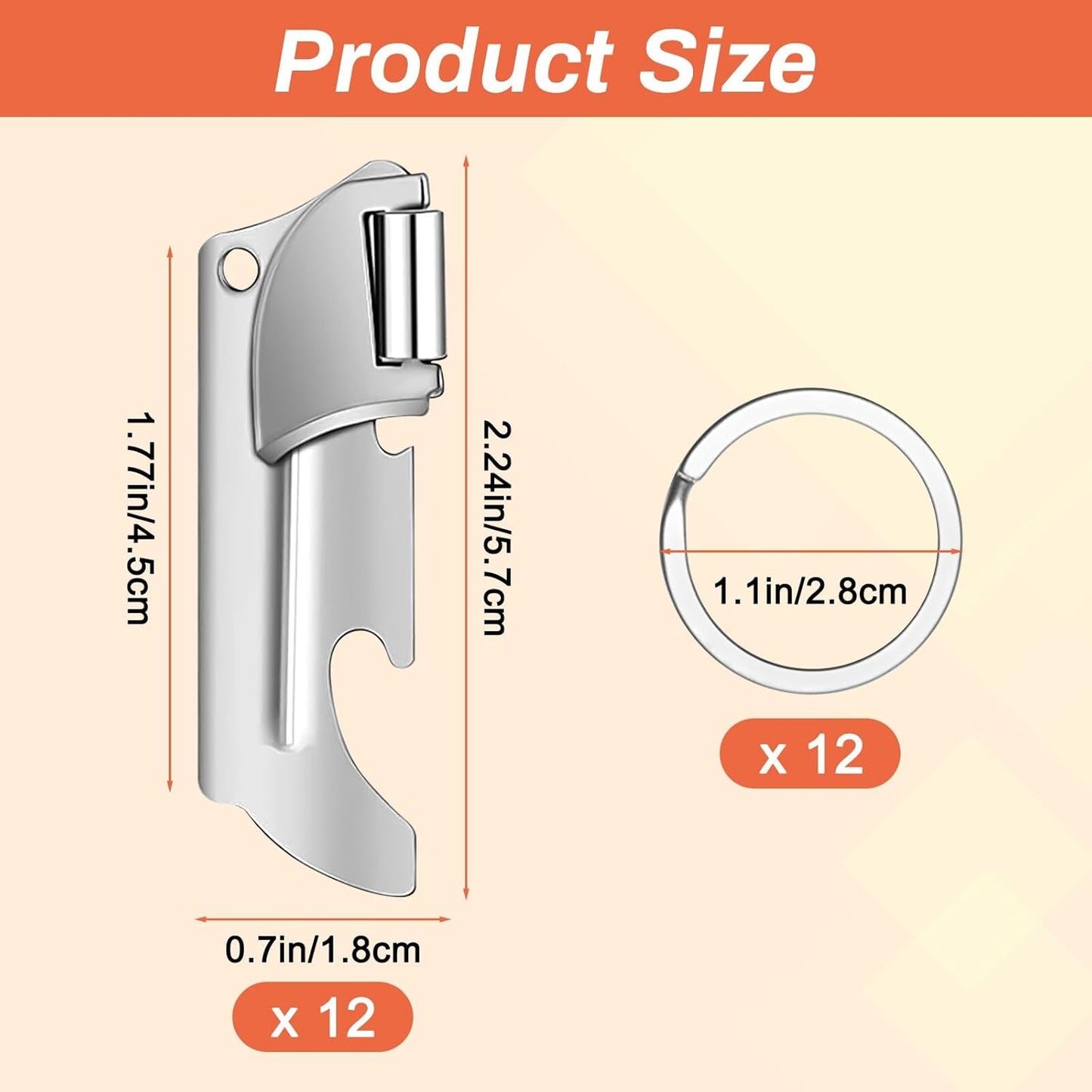 Abrelatas acero inox estilo militar con llavero