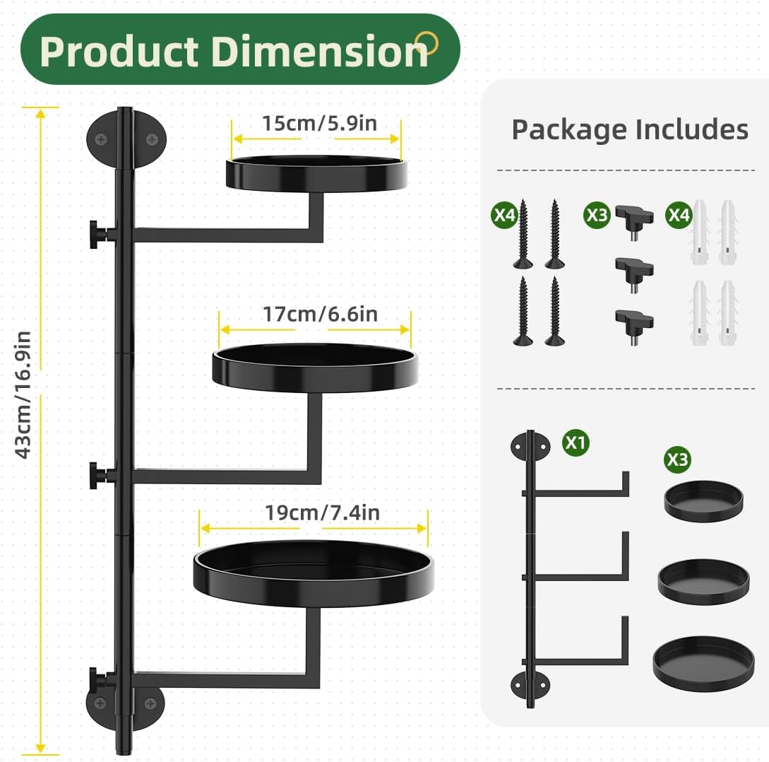 Estante giratorio para plantas de 3 niveles metal
