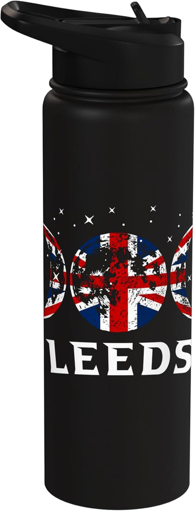 Botella de agua aislada de acero inoxidable con bandera del Reino Unido