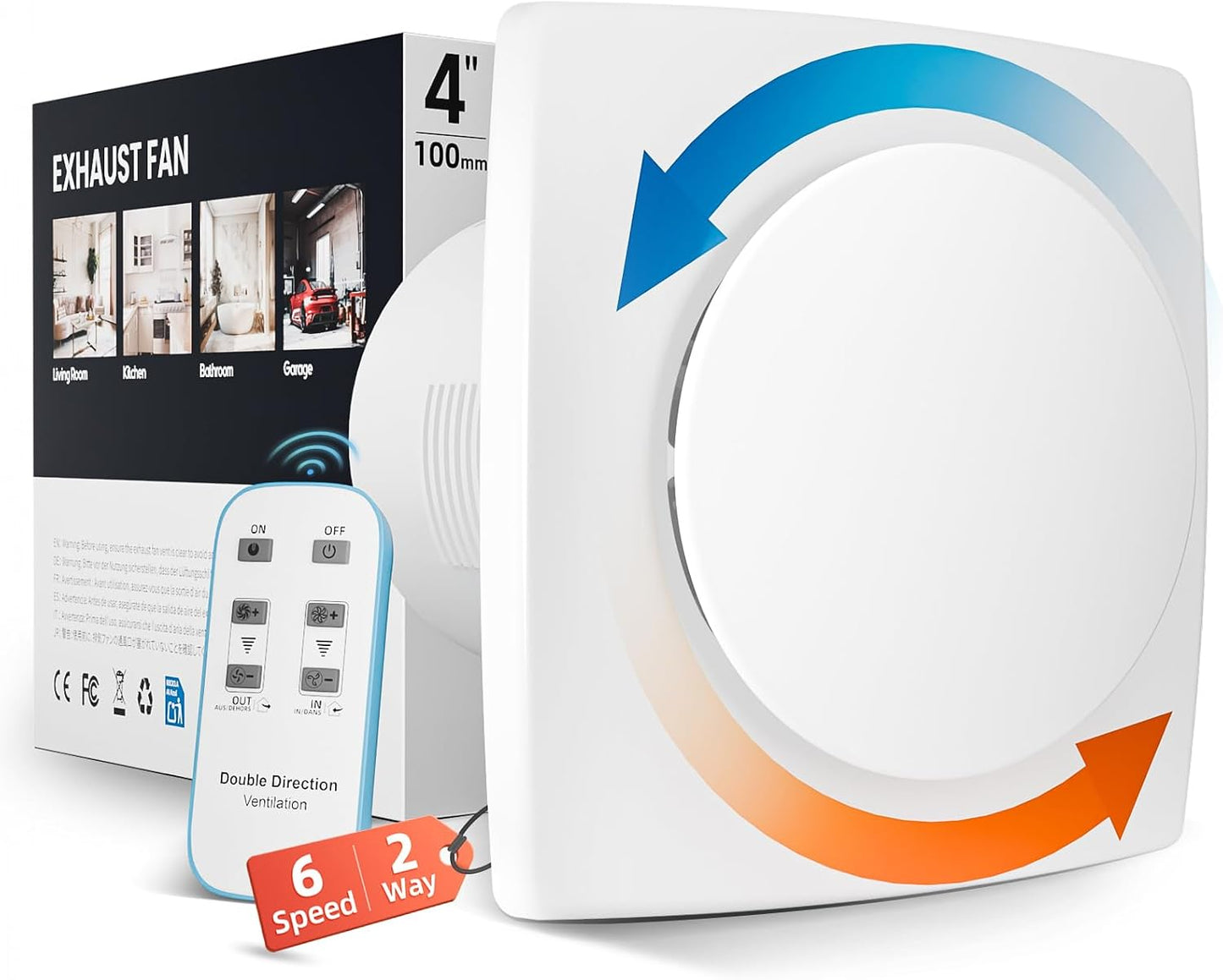 Ventilador escape baño con interruptor 2600rpm 35dB IPX4