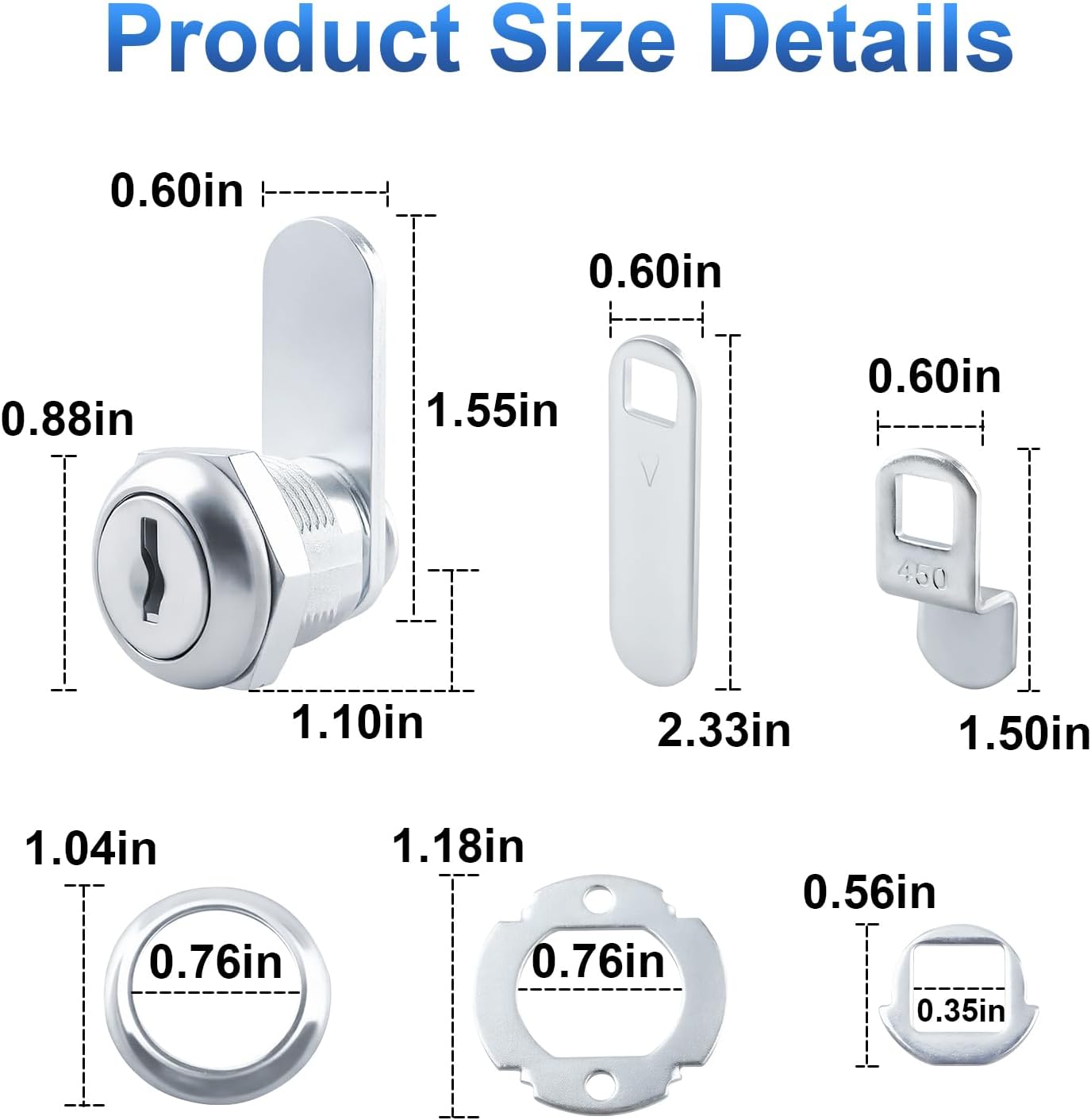 Cerradura leva con llave 5/8pulg para panel 5/16pulg