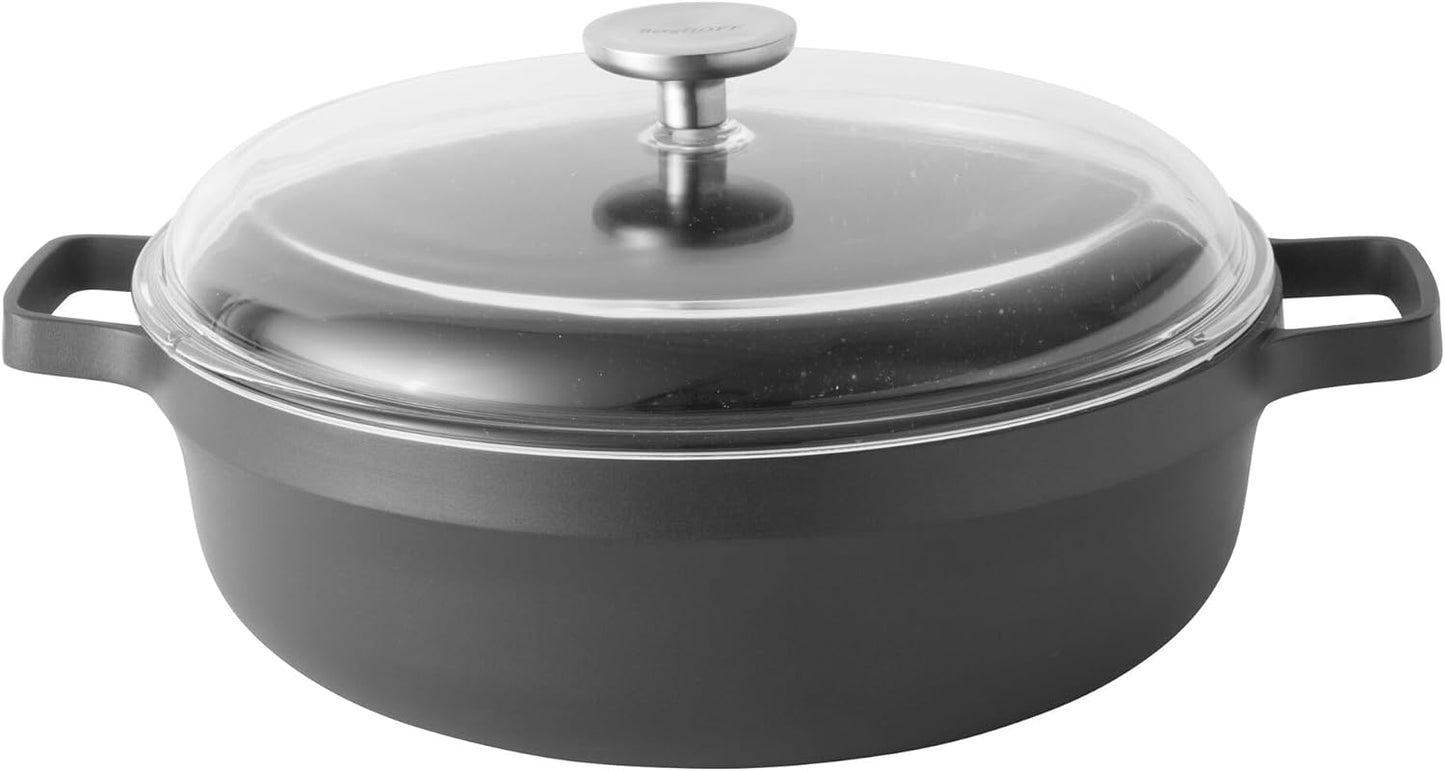 Juego utensilios cocina antiadherente aluminio fundido tapa vidrio