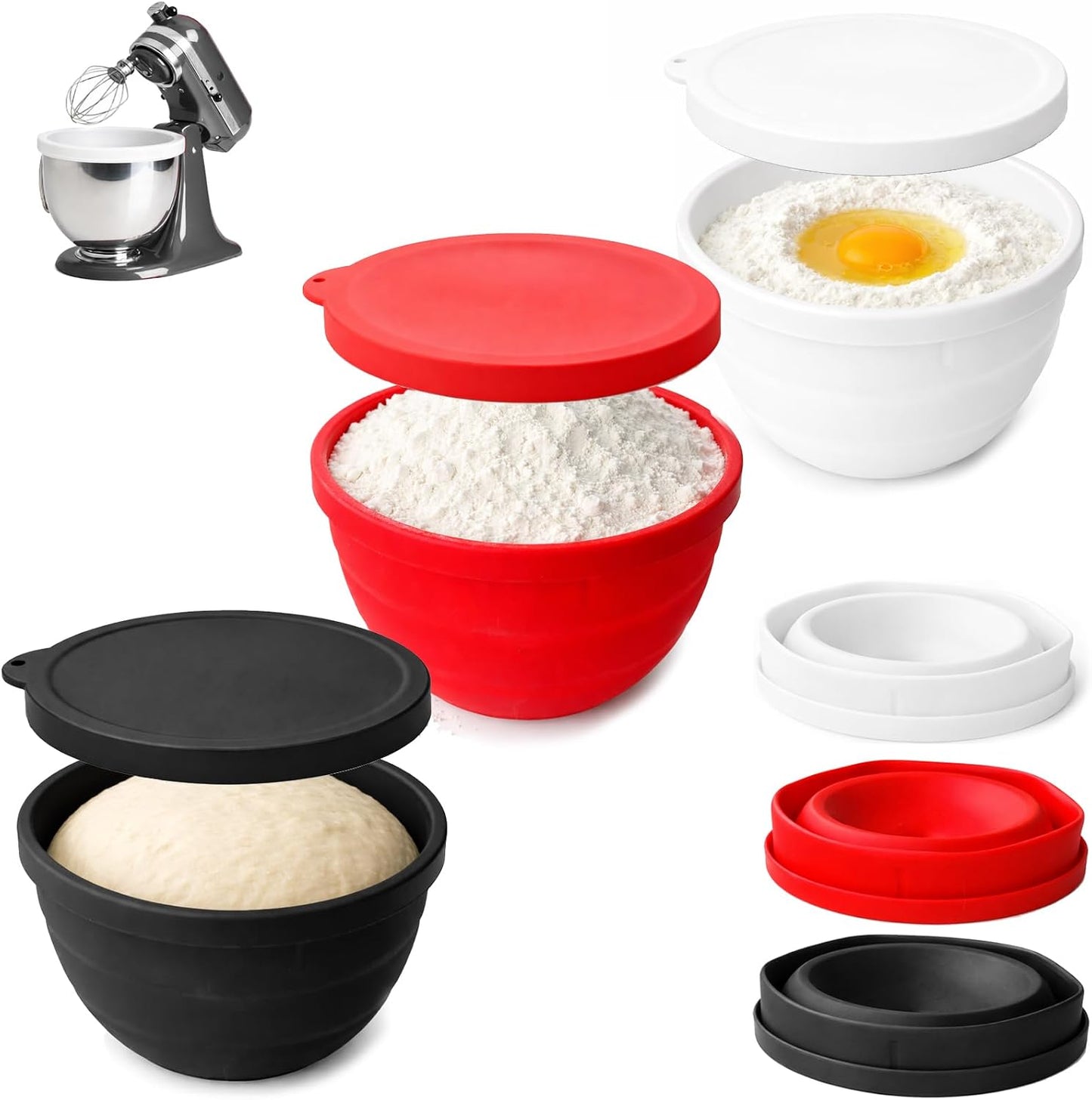 3 Forros Silicona Plegables 5qt Batidora Lavavajilla