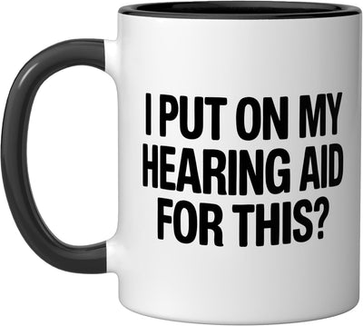 Taza de cerámica para audífonos divertida negra/blanca