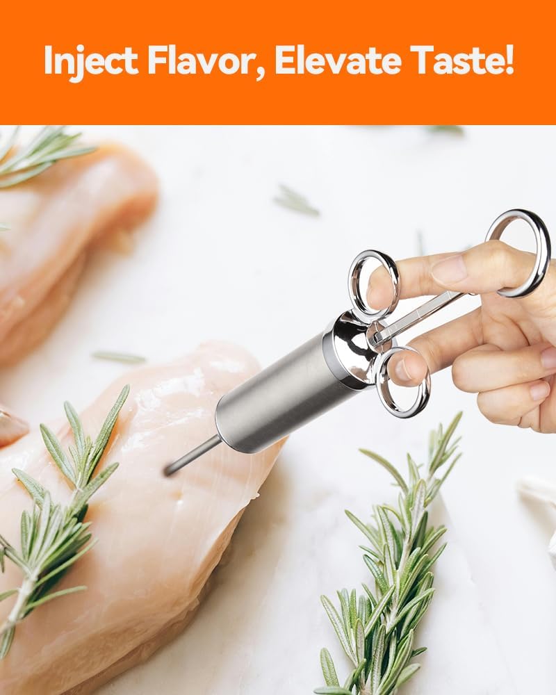 Jeringa inyectora carne acero inox 304 con agujas y cepillos