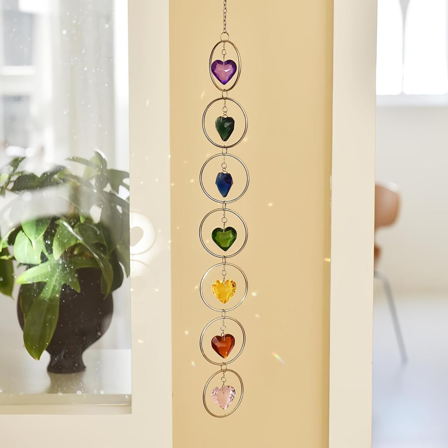 Atrapasoles cristal 7 chakras campanillas viento decoración jardín