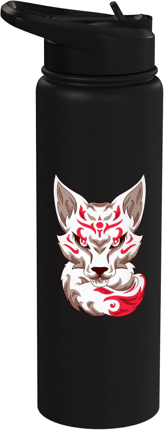 Bottella de agua acero inoxidable con máscara kitsune nueve colas