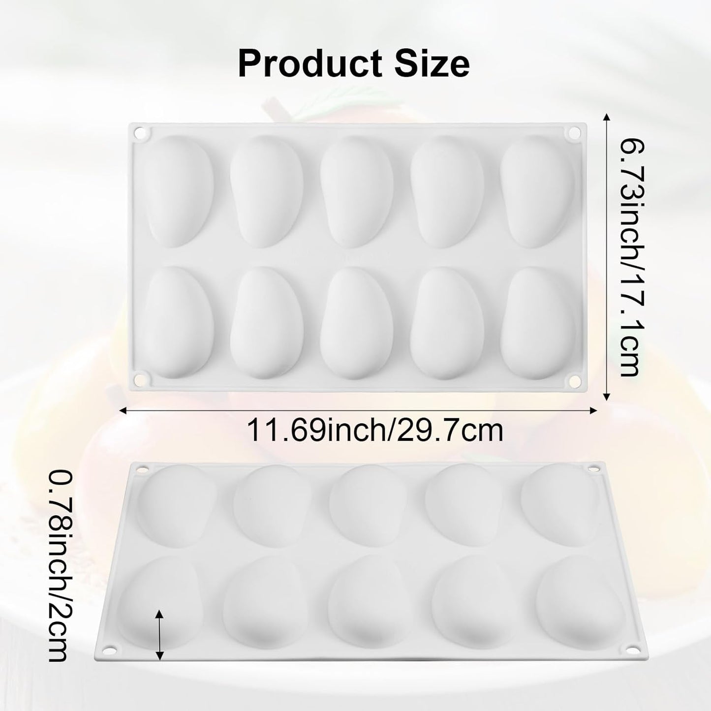 Molde de silicona antiadherente para pastel de mousse con forma de mango 10 cavidades