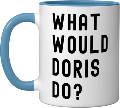 Taza de cerámica azul y blanco Doris