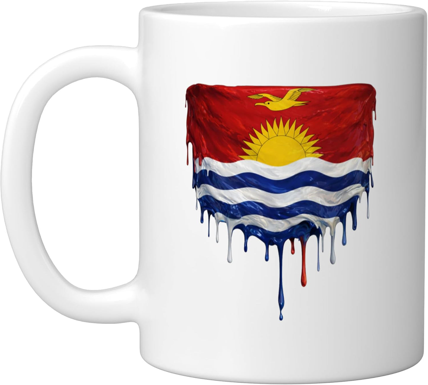 Taza de cerámica con bandera de Kiribati blanca